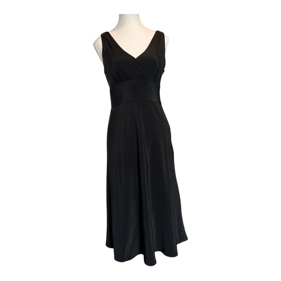 J.CREW Women's 6 Black 100% Silk Crepe Sophia Sleeveless Midi Dress - Picture 6 of 7